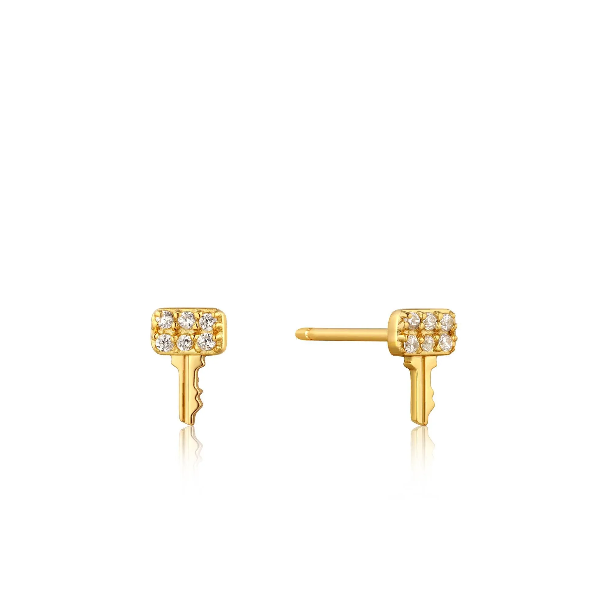 Ania Haie Gold Key Sparkle Stud Earrings