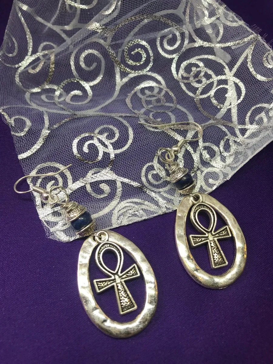 Ankh Hoops in Silver