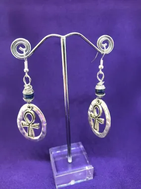 Ankh Hoops in Silver