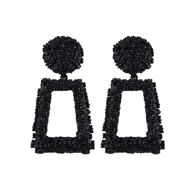 ANTALYA BLACK RECTANGULAR DROP EARRINGS