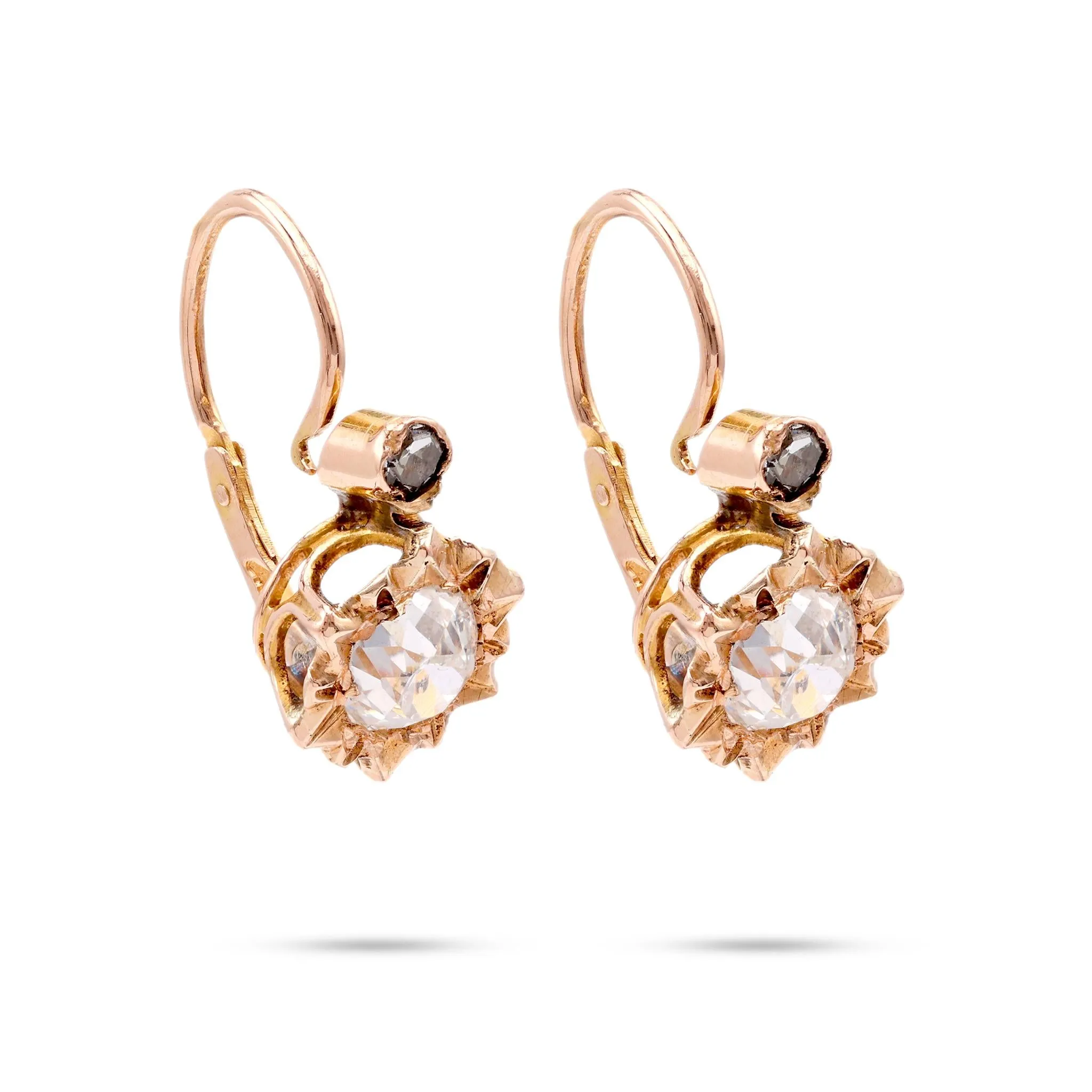 Antique Diamond 18K Yellow Gold Earrings