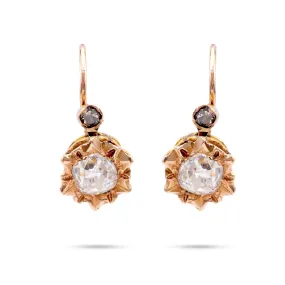 Antique Diamond 18K Yellow Gold Earrings