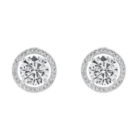 Ariel 18k White Gold Plated Halo Stud Crystal Earrings for Women