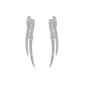 Armis Double Hook Earrings - 18ct White Gold & Diamond Pavé