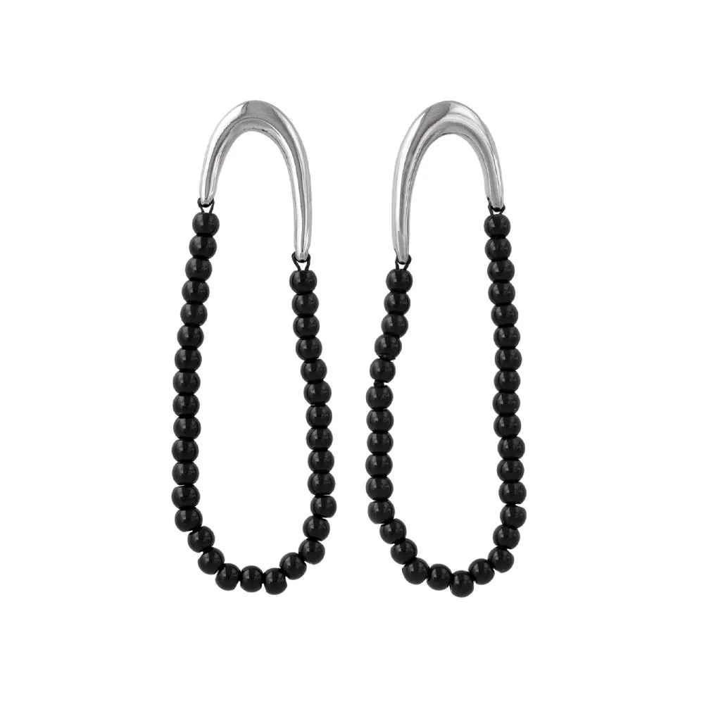 Bead Chain Oval Earrings