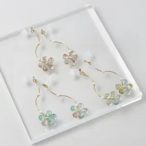 Bead Flower Plastic Post Drop Earrings