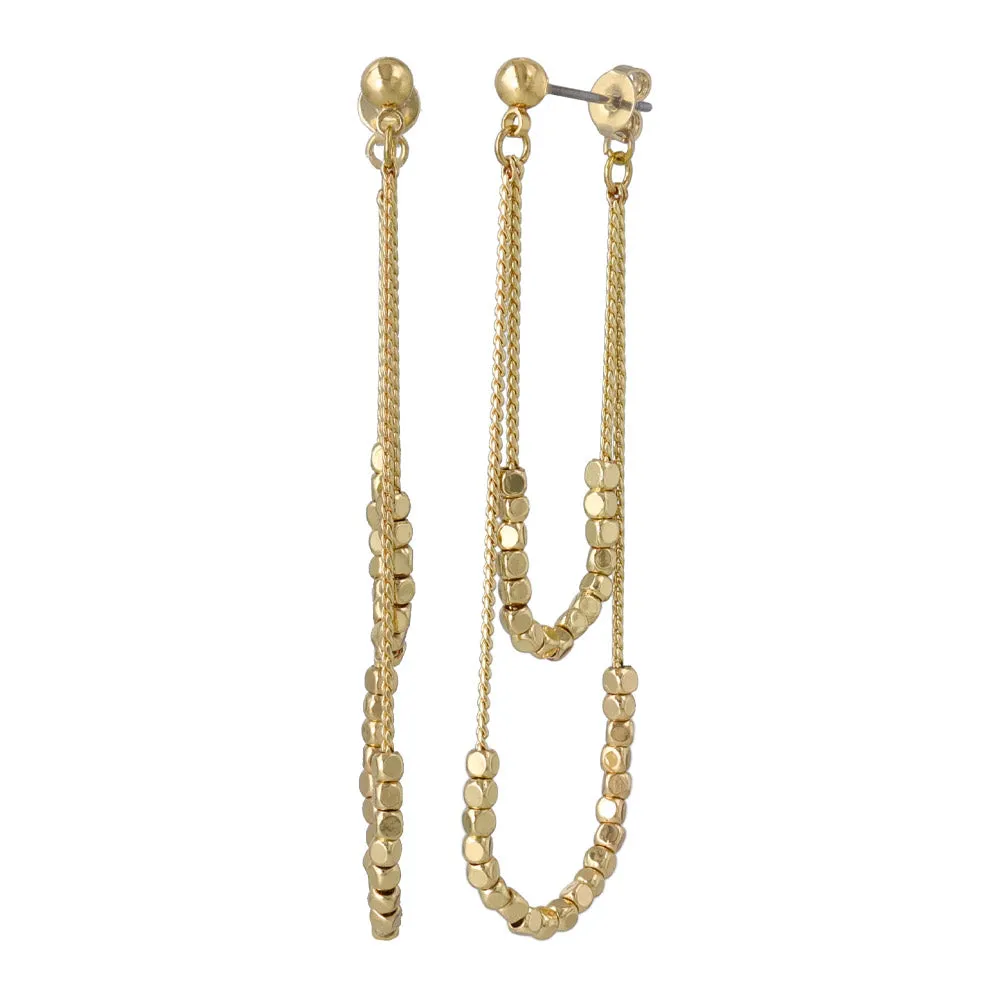 Beaded Double Chain Drop Earrings