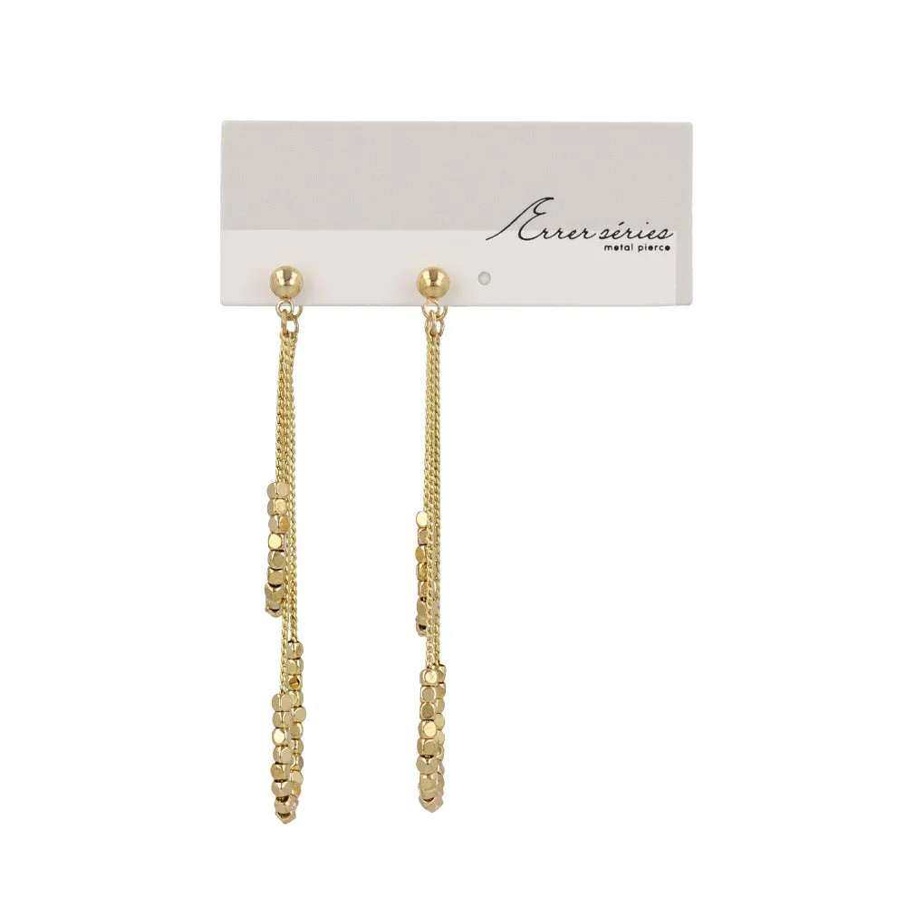 Beaded Double Chain Drop Earrings