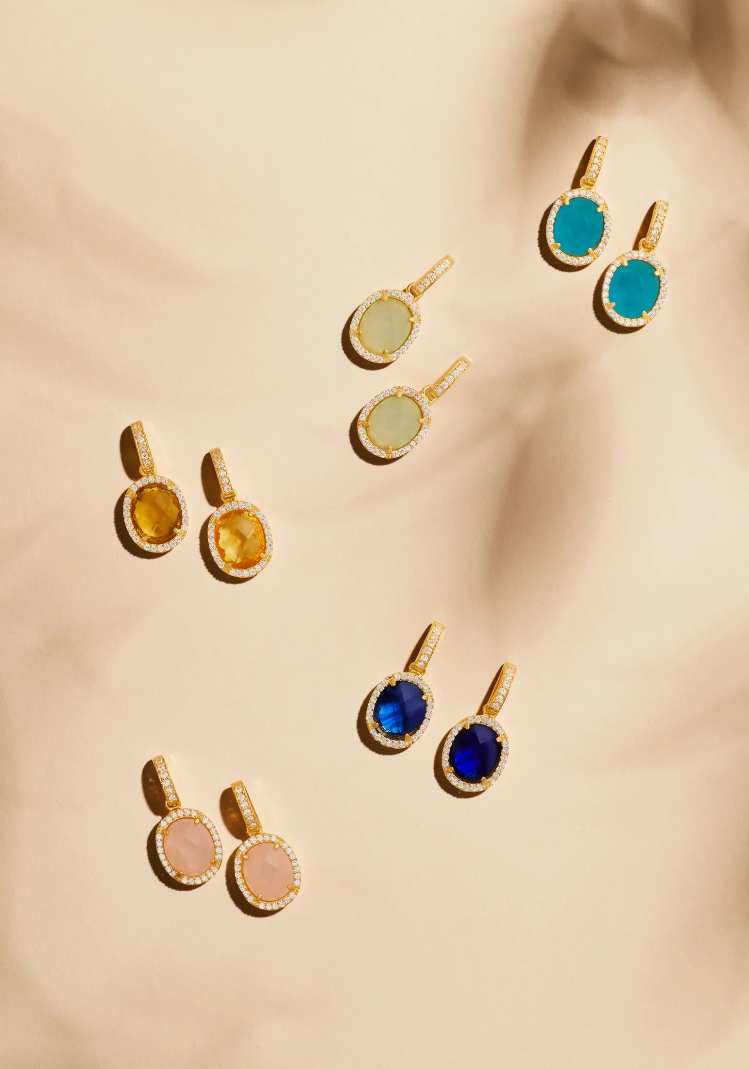 Beatrice Oval Gemstone Drop Earrings Gold Blue Topaz Hydro