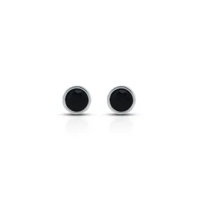 Beautiful Round Black Stone Silver Earrings