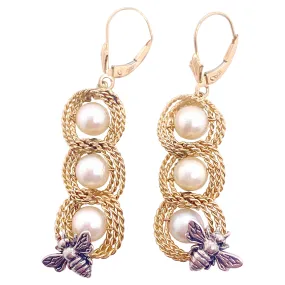 Bee Pearl Drop Earrings