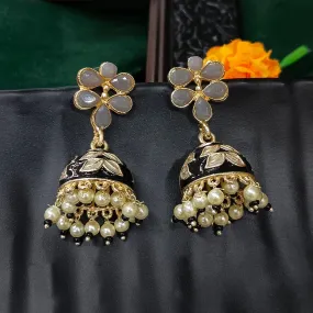 Bhavi Jewels Gold Plated Mennakari Jhumki Earrings