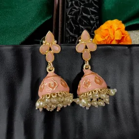 Bhavi Jewels Gold Plated Mennakari Jhumki Earrings