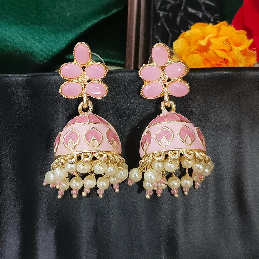 Bhavi Jewels Gold Plated Mennakari Jhumki Earrings