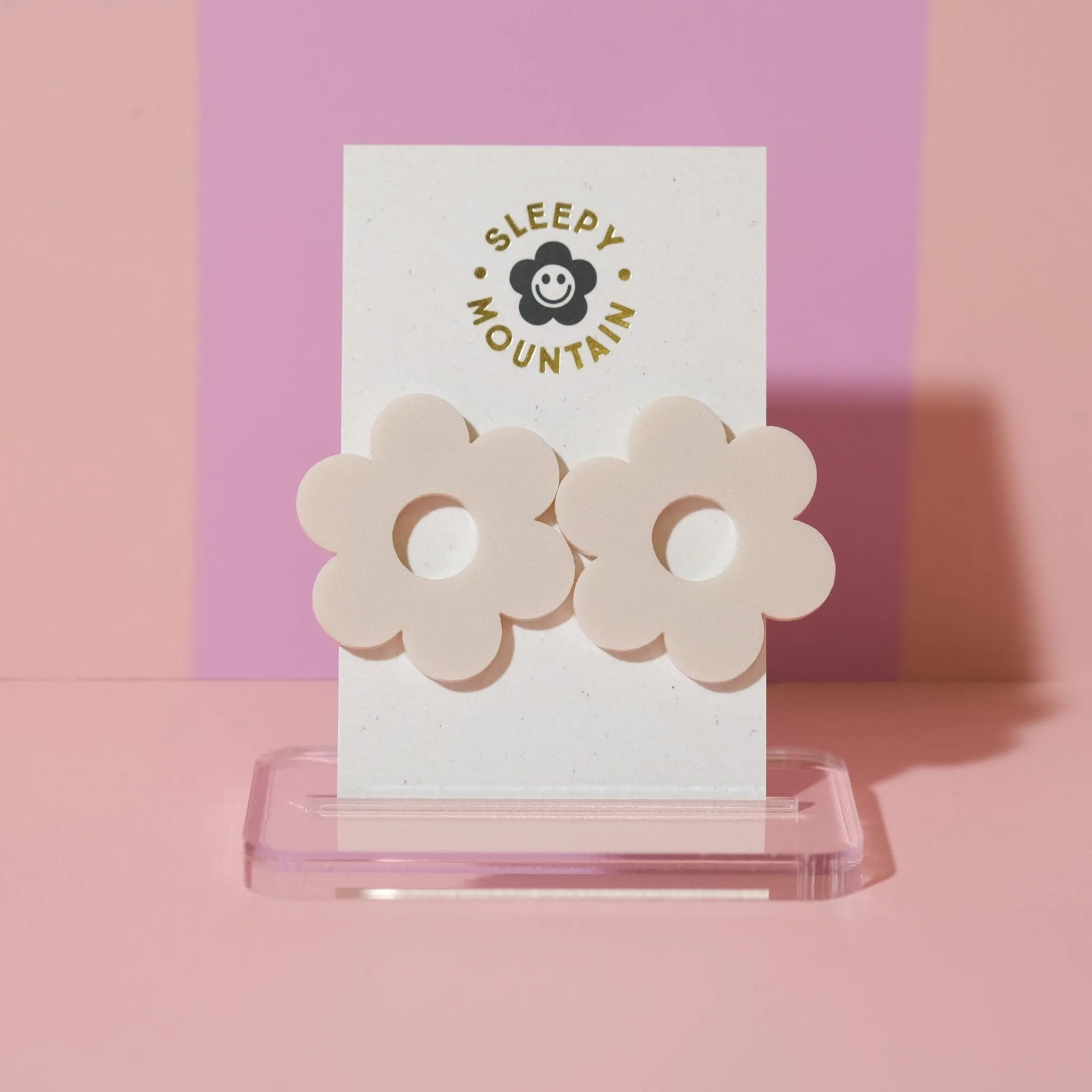 Big stud earrings - Linen Daisy studs