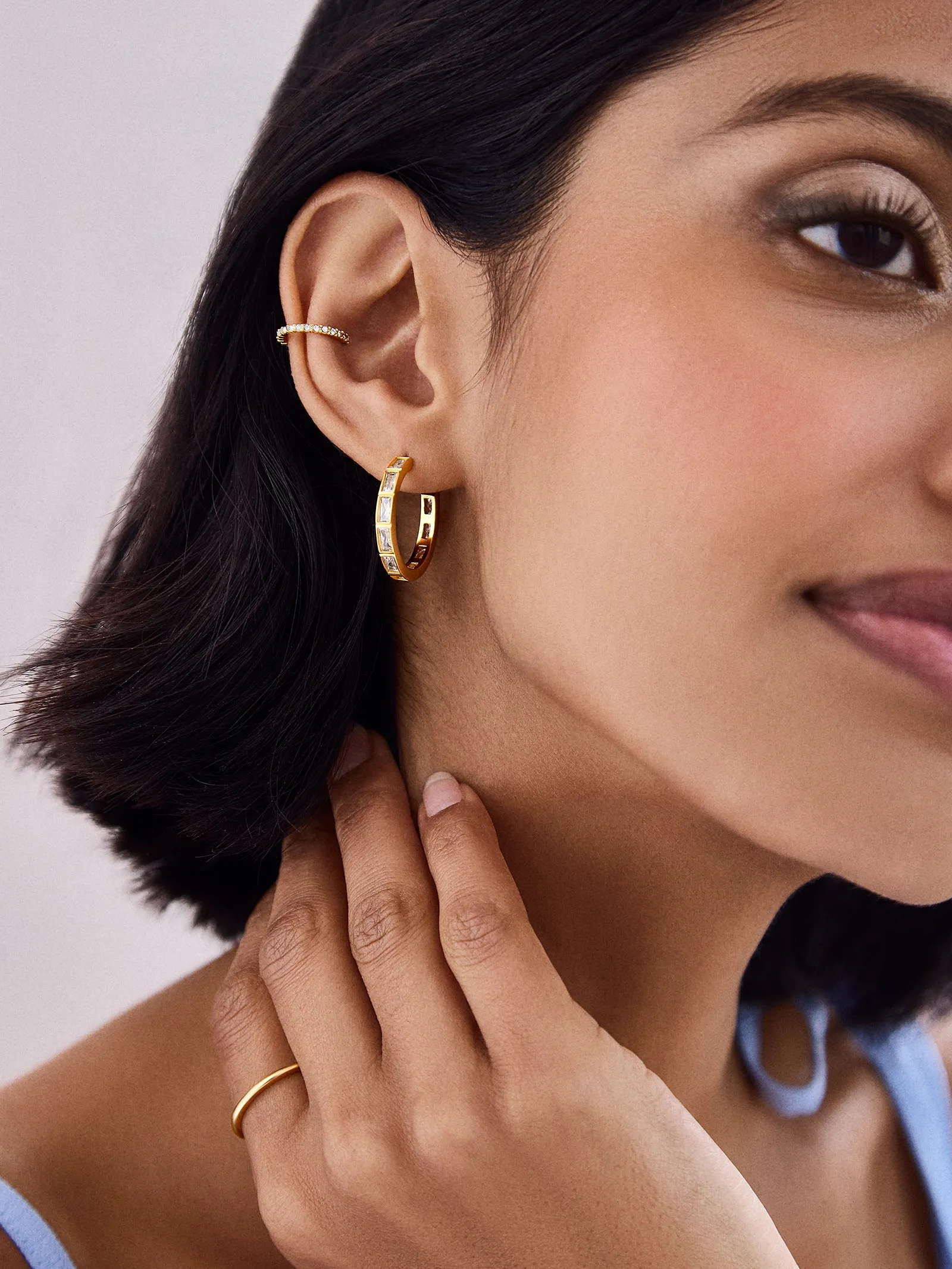 Billie 18K Gold Earrings - Clear/Gold