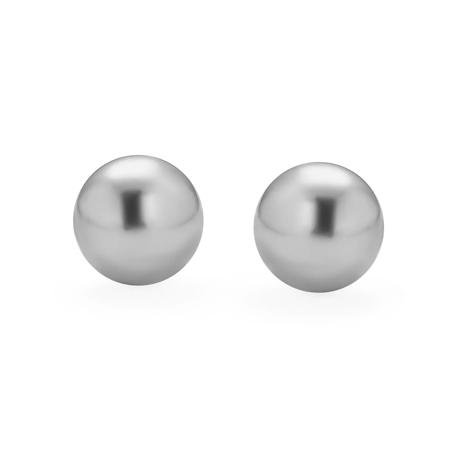 Black Grey White Pink Pearl Stud Ball Earrings .925 Sterling Silver 8-12MM