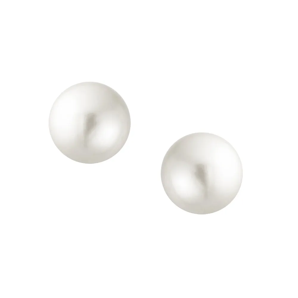 Black Grey White Pink Pearl Stud Ball Earrings .925 Sterling Silver 8-12MM