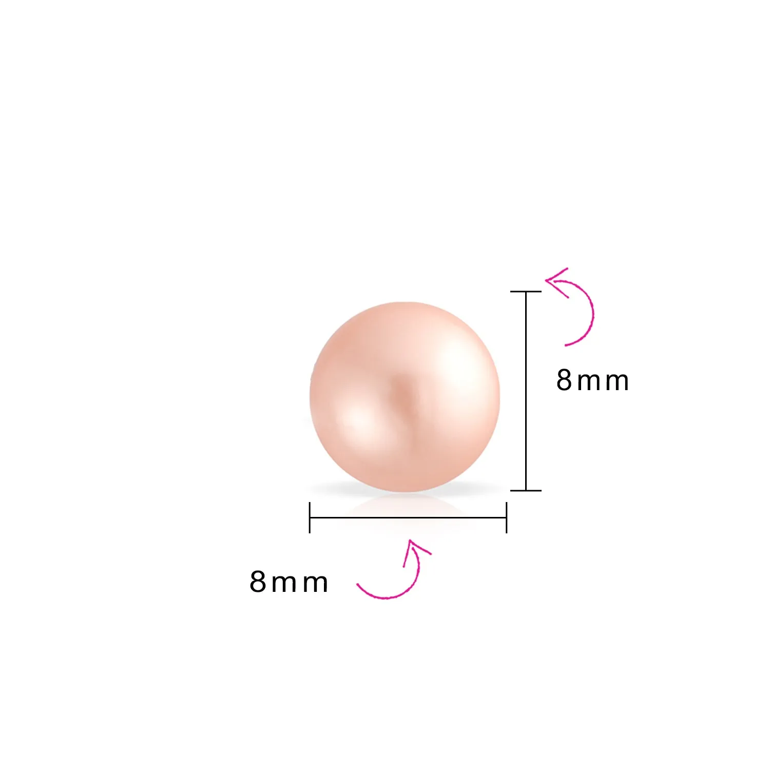 Black Grey White Pink Pearl Stud Ball Earrings .925 Sterling Silver 8-12MM