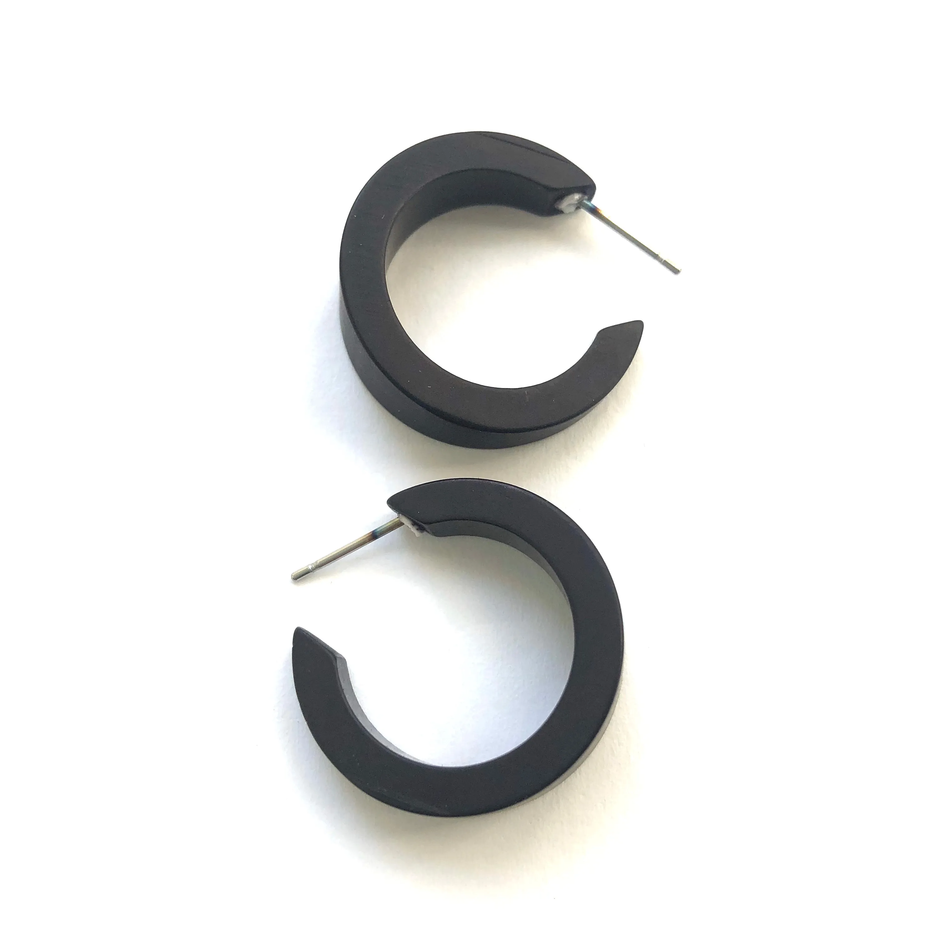 Black Matte Velvet Tapered Mini Marilyn Hoop Earrings