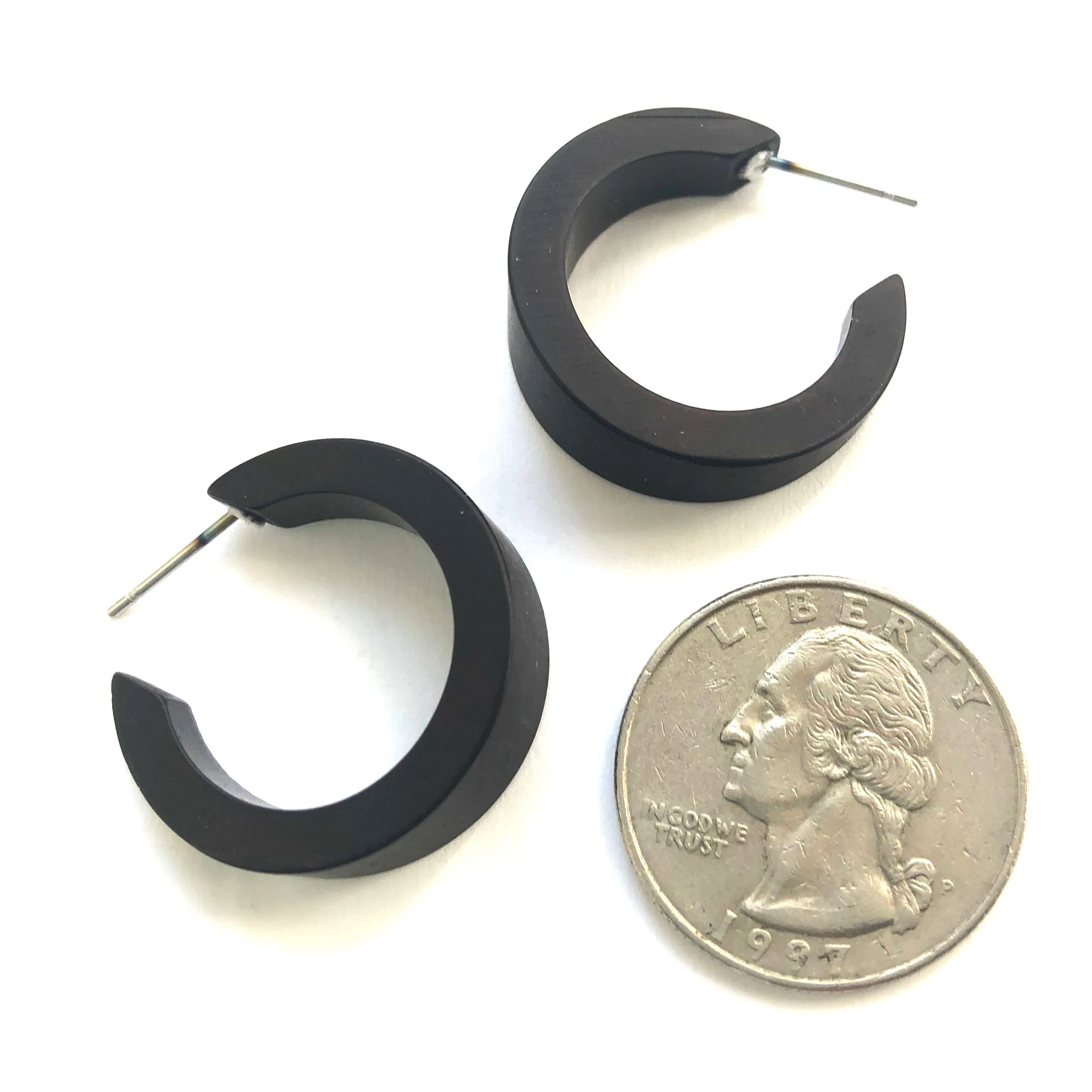 Black Matte Velvet Tapered Mini Marilyn Hoop Earrings