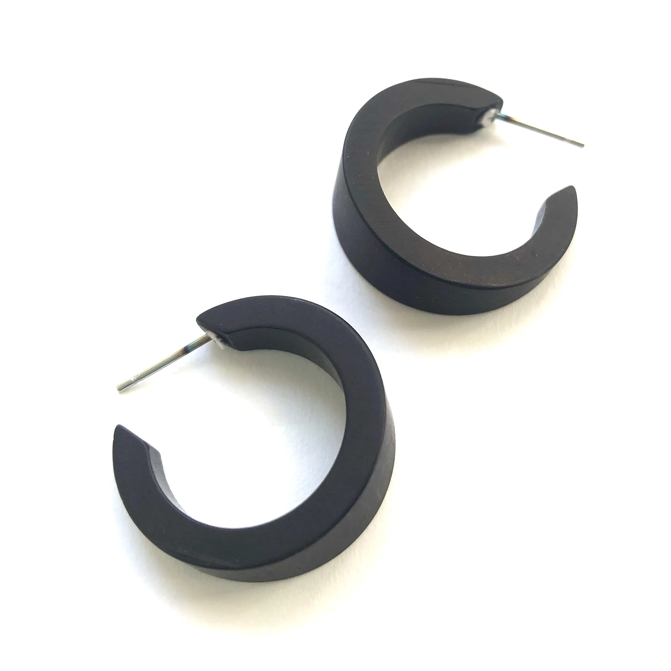 Black Matte Velvet Tapered Mini Marilyn Hoop Earrings