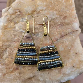 Black Triangle Beaded Earring