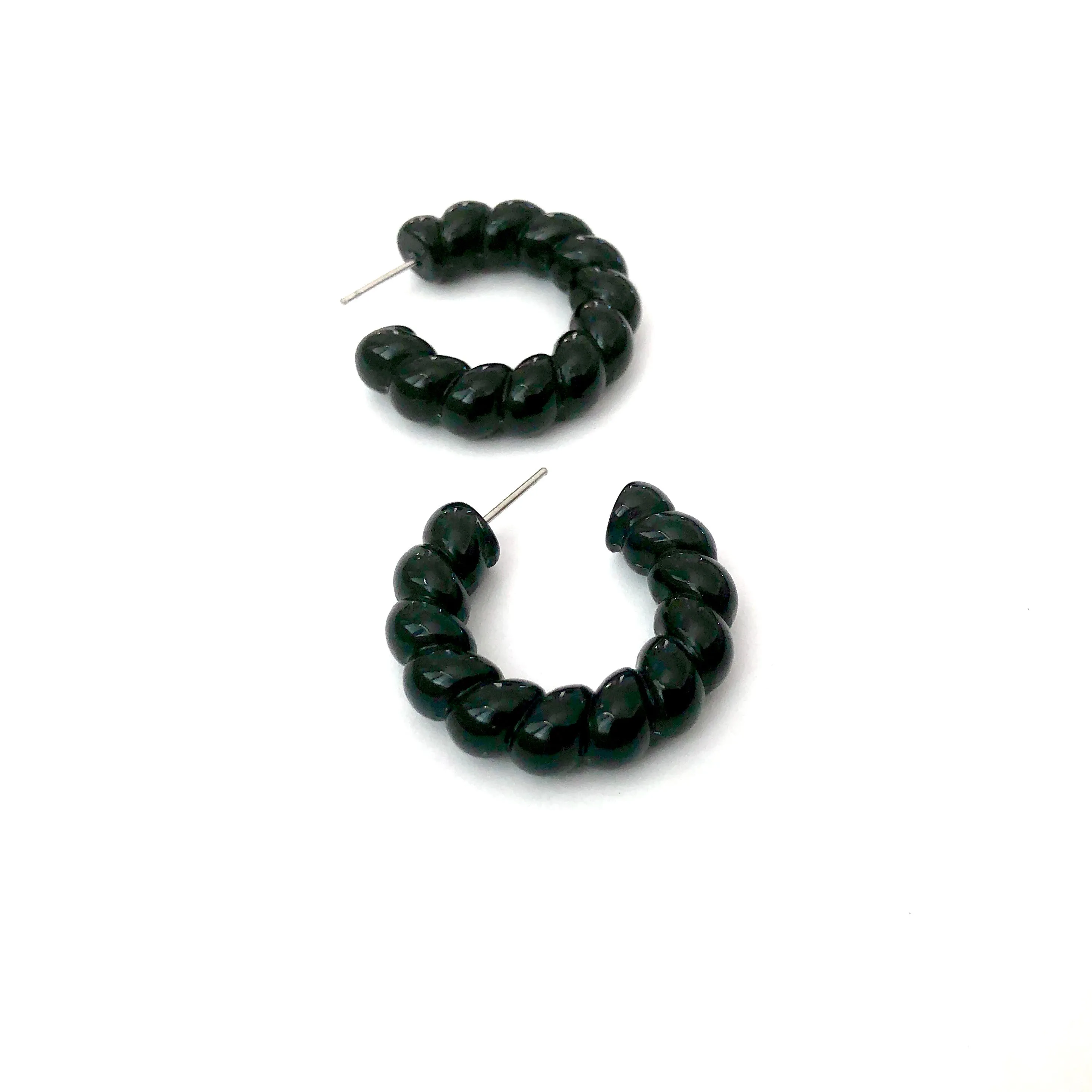 Black Twisted Rope Hoop Earrings