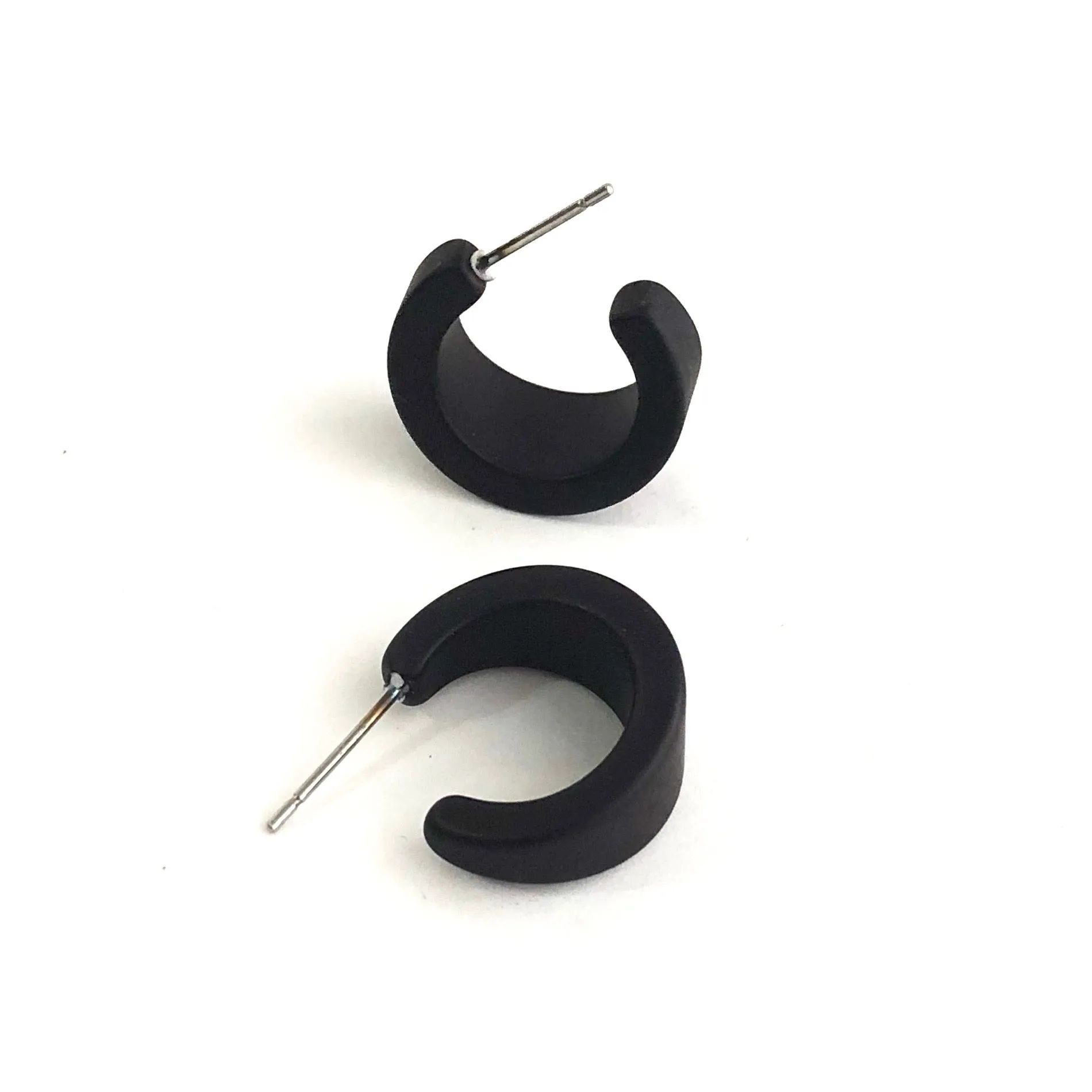 Black Velvet Matte Mini Boom Hoop Earrings