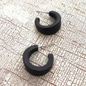 Black Velvet Matte Mini Boom Hoop Earrings