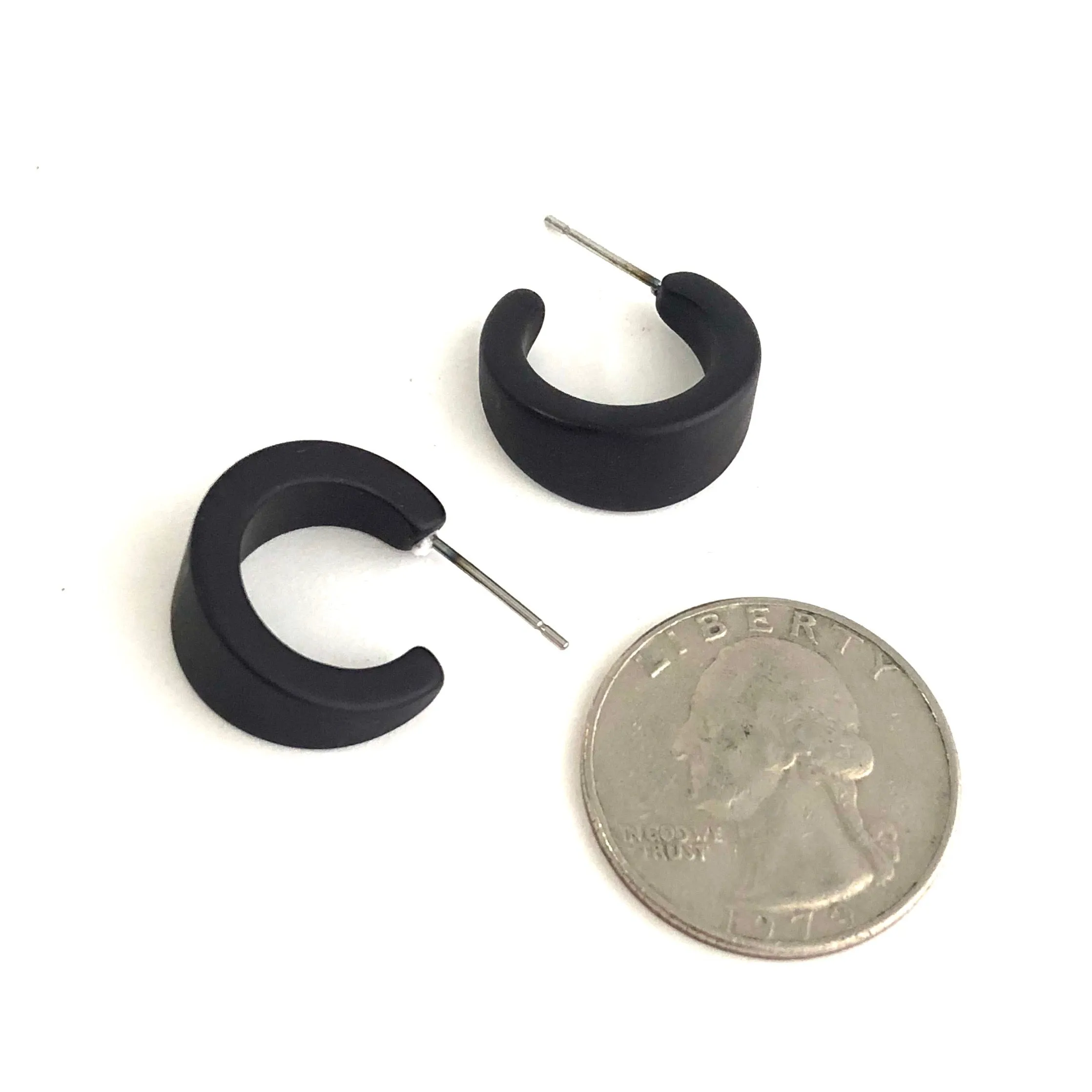 Black Velvet Matte Mini Boom Hoop Earrings