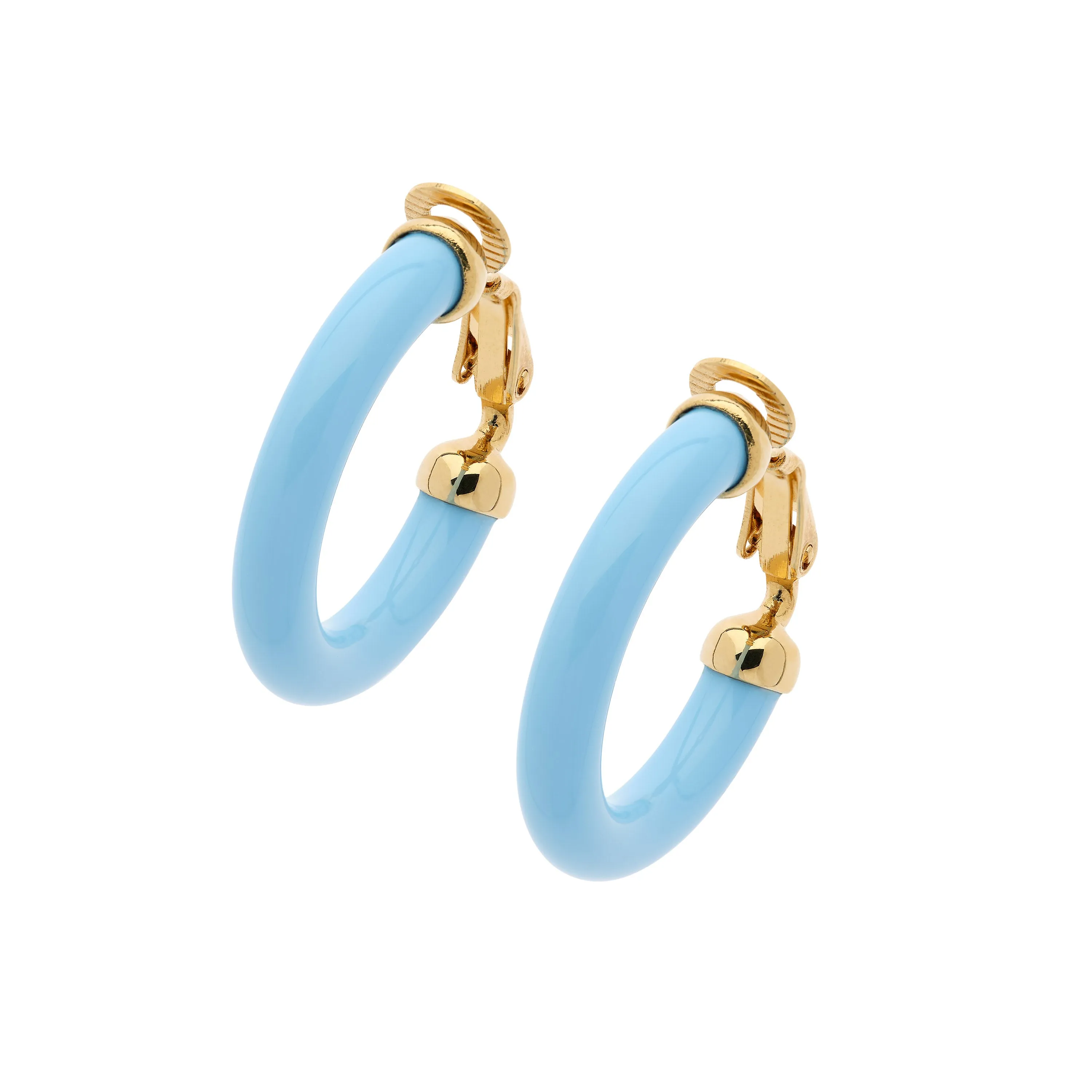 Blue Resin Hoop Clip Earrings