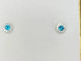 Blue Swarovski Zirconia Silver Earrings