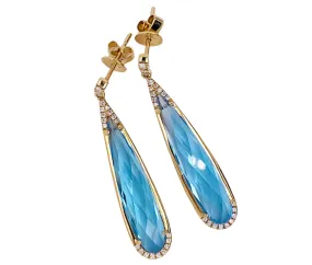 Blue Topaz & Diamond Accents Drop Earrings