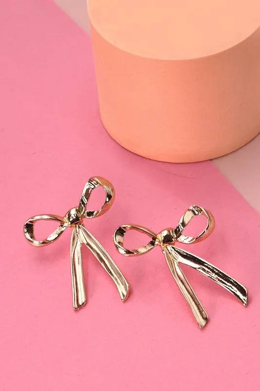 BOW MOVEABLE STUD EARRINGS (2 COLORS)