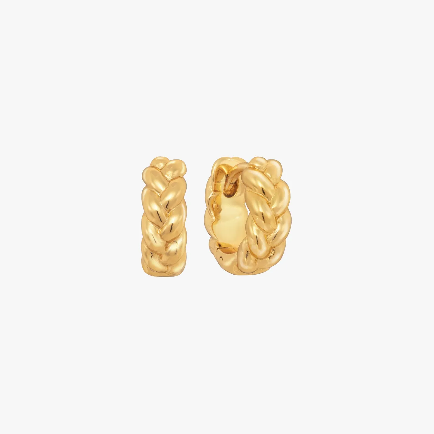 Braided Gold Huggie Earrings