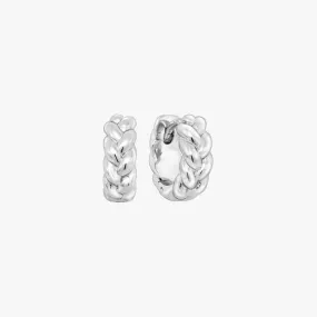 Braided Silver Huggie Earrings