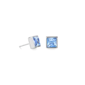 Brilliant Square big earrings silver light blue