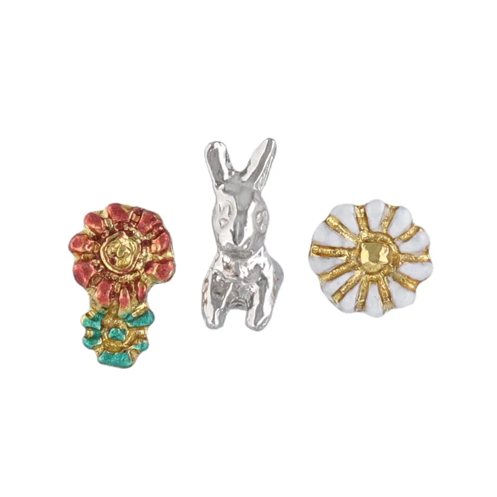 Bunny and Flower Stud Set