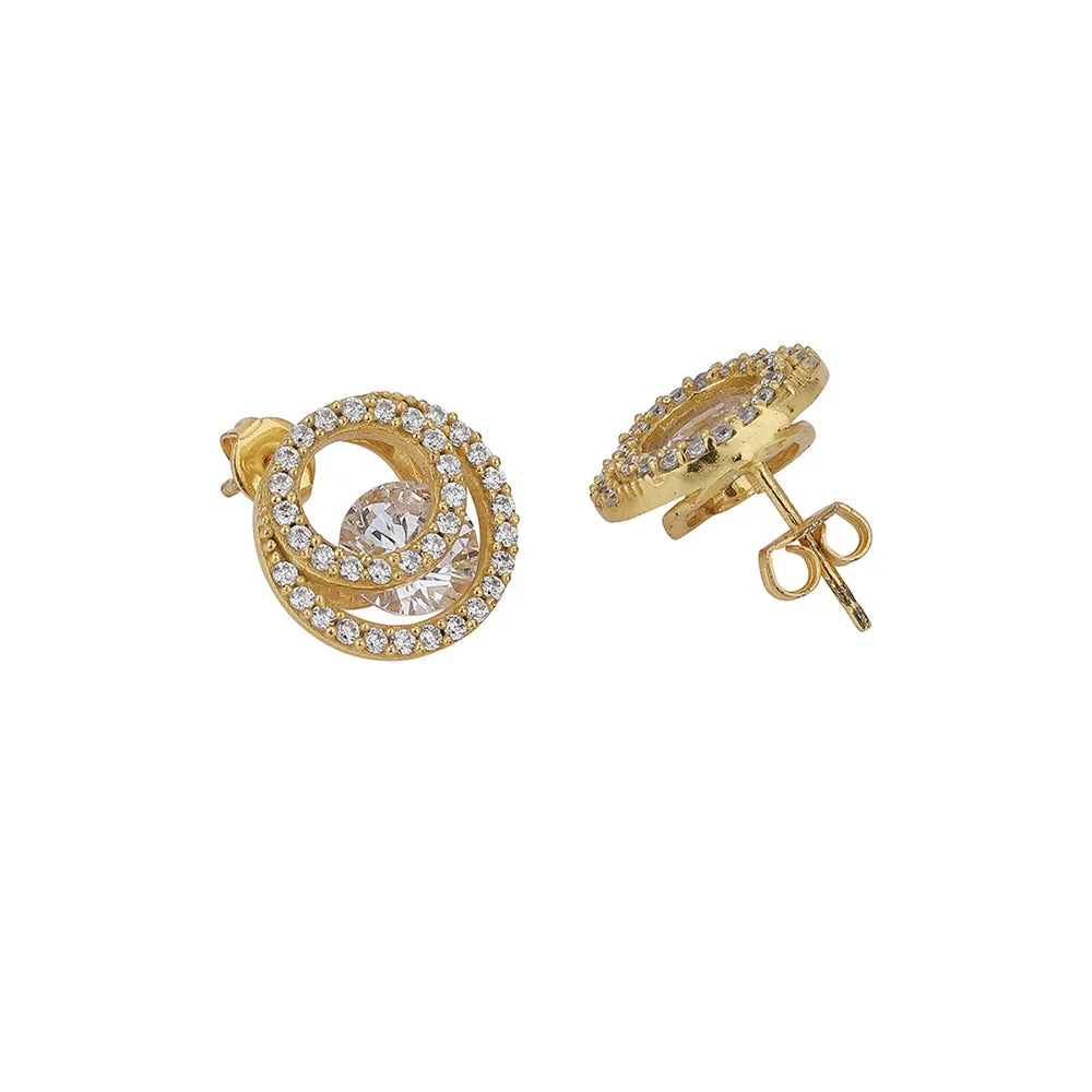 Carlton London Gold Plated Cz Studded Stud Earring For Women