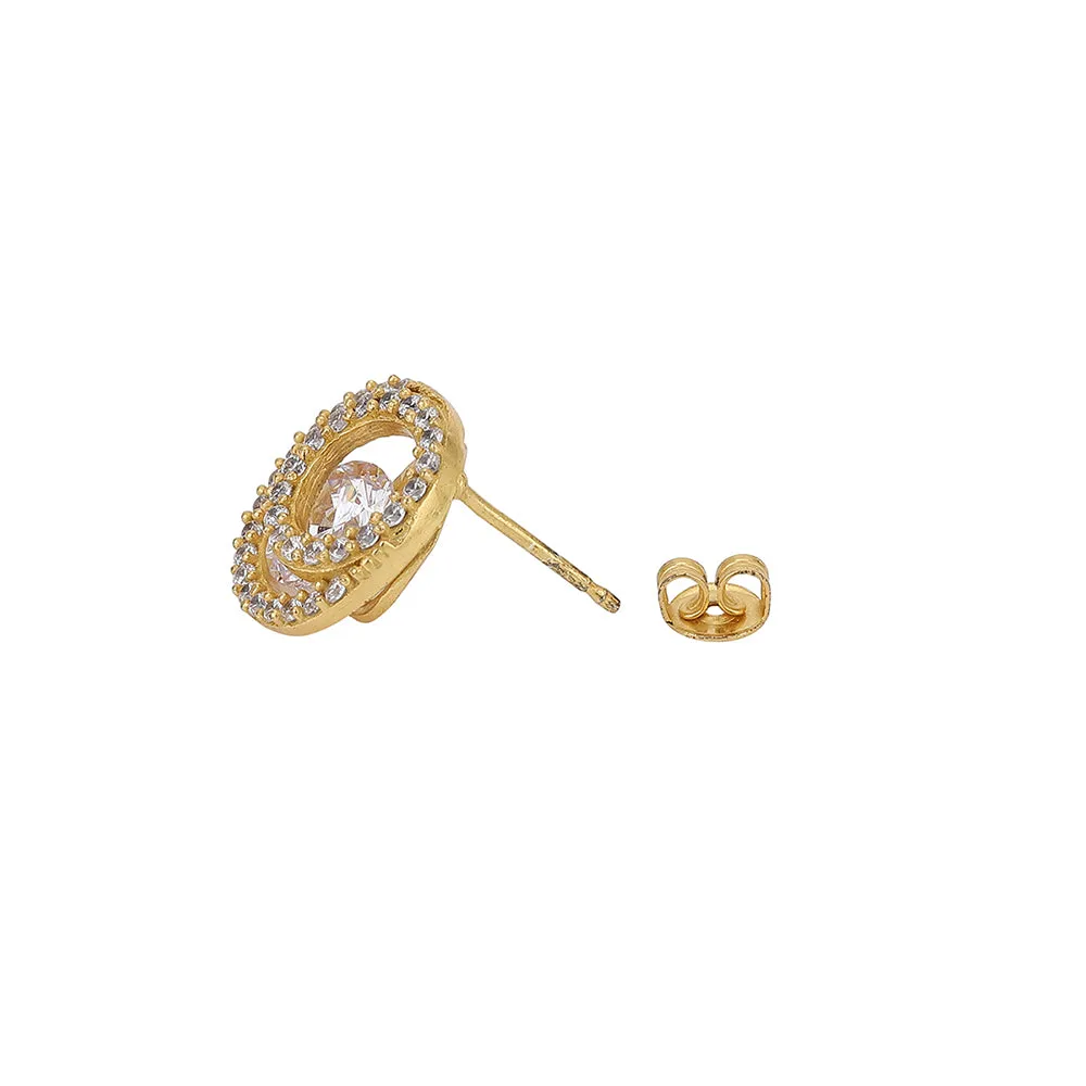 Carlton London Gold Plated Cz Studded Stud Earring For Women