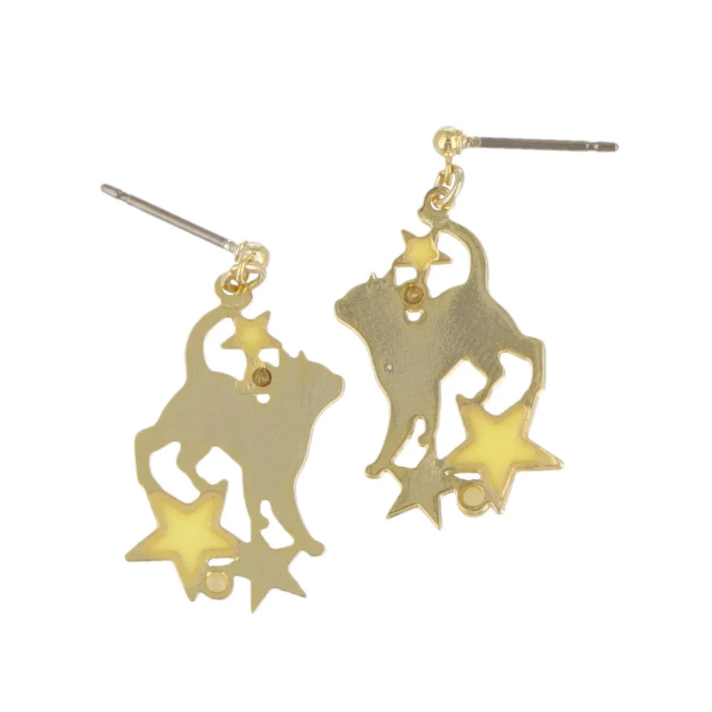 Cat and Star Drop Earrings