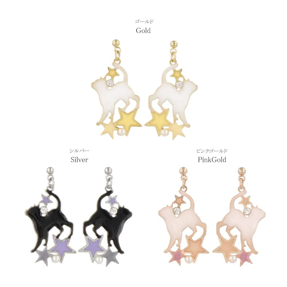 Cat and Star Drop Earrings