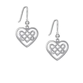 Celtic Love Heart Earrings, Celtic Dangle Earrings