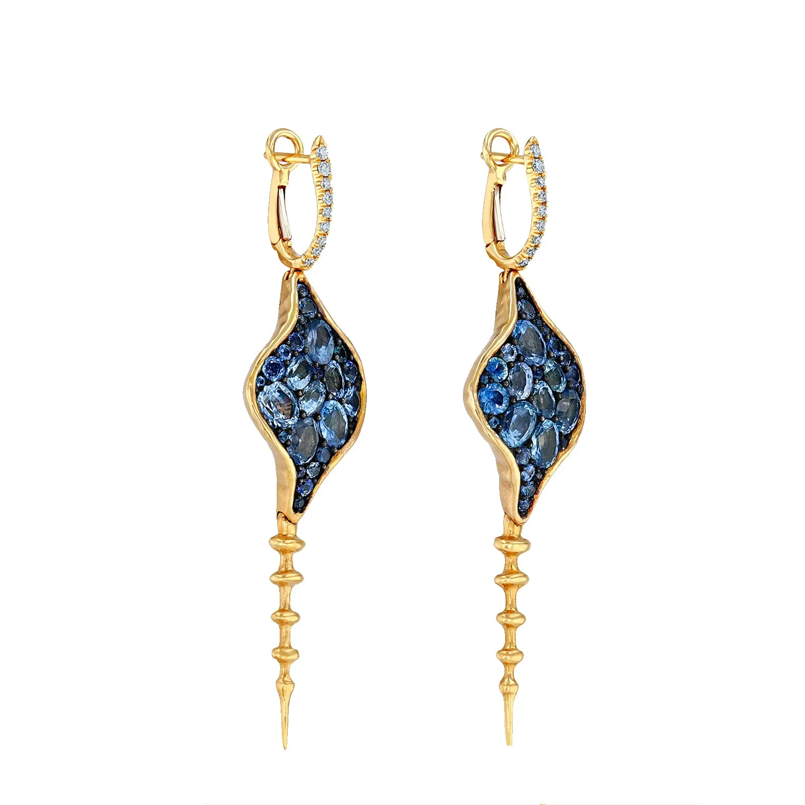 Chrona Earrings - Diamond and Blue Sapphire