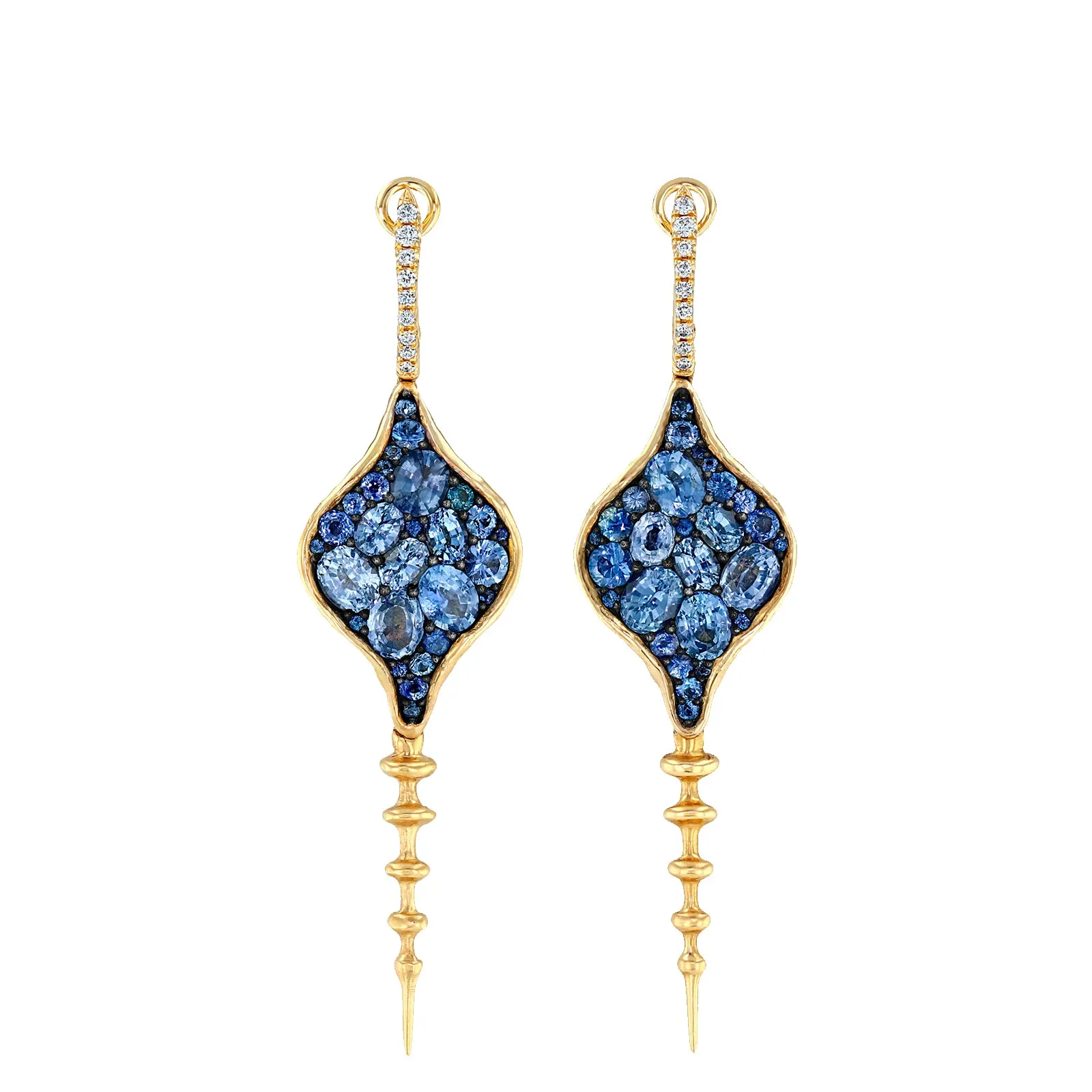 Chrona Earrings - Diamond and Blue Sapphire