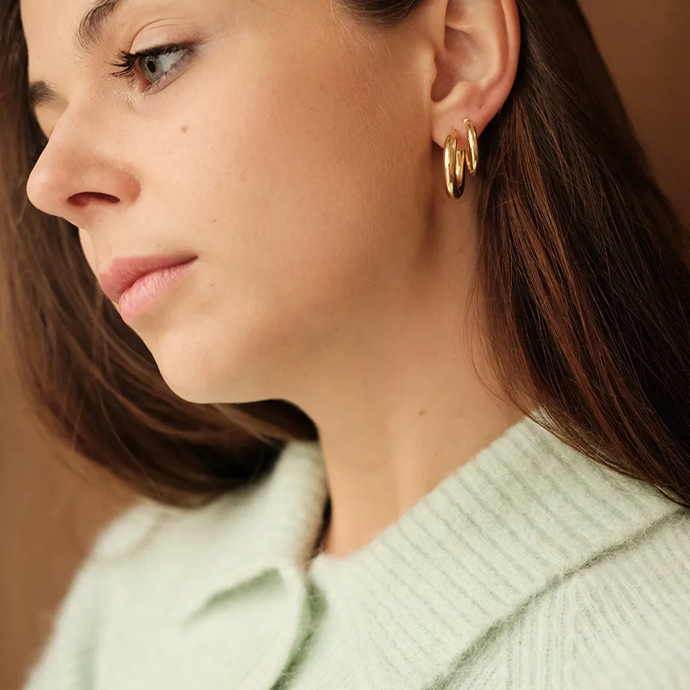 Chunky Hoop Earrings - Large - Gold-Plated Silver