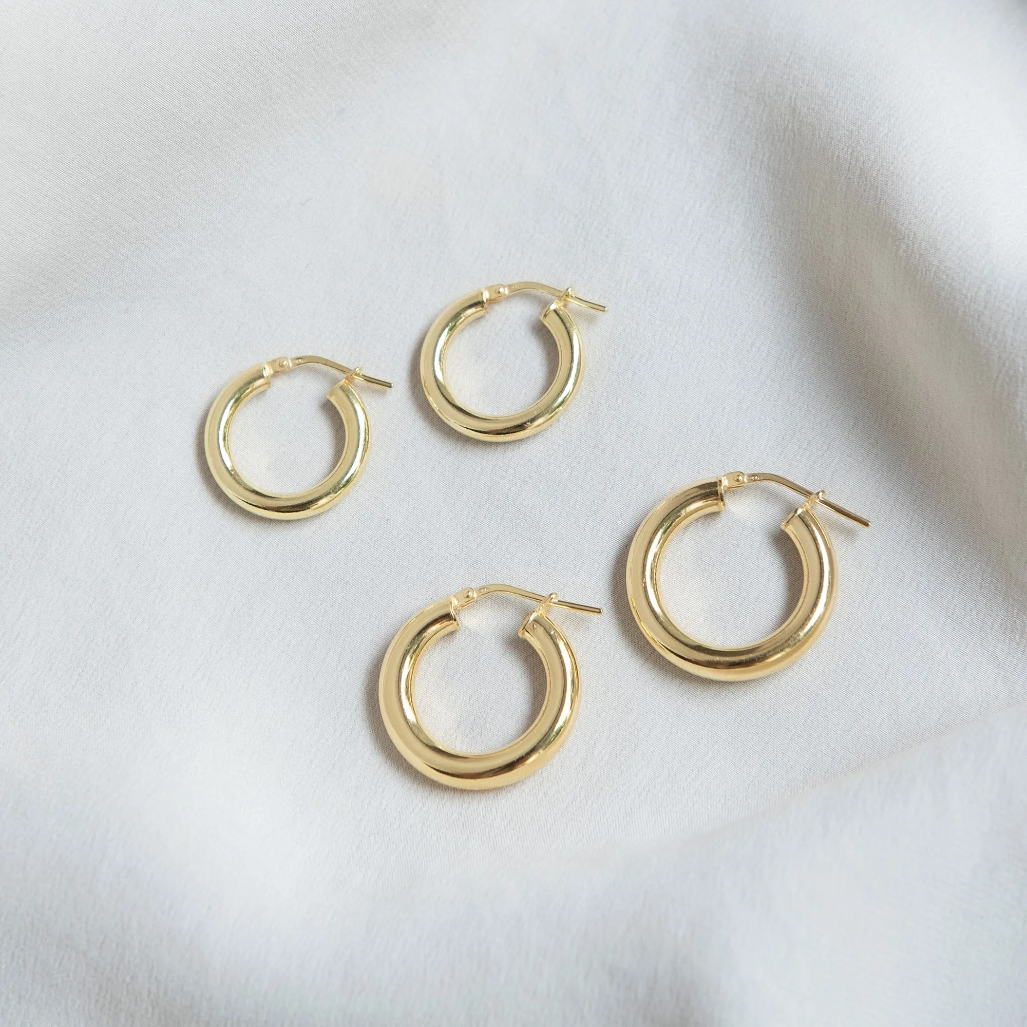 Chunky Hoop Earrings - Large - Gold-Plated Silver