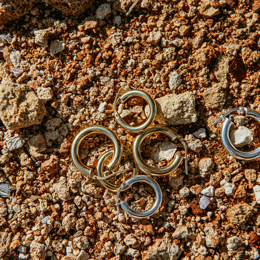 Chunky Hoop Earrings - Large - Gold-Plated Silver