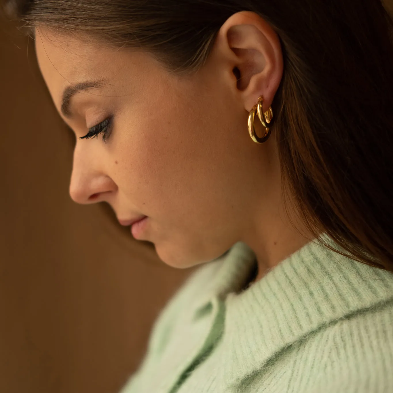 Chunky Hoop Earrings - Large - Gold-Plated Silver